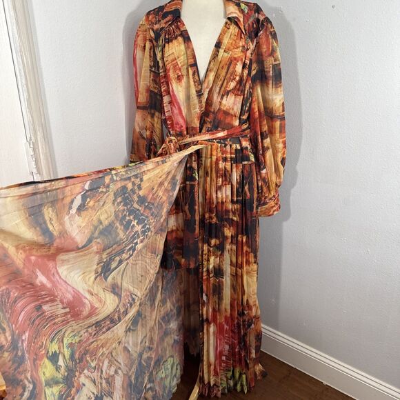 Latiste Maxi Dress Womens 3X Sheer Multicolor V Neck Vacation Formal - Picture 7 of 14